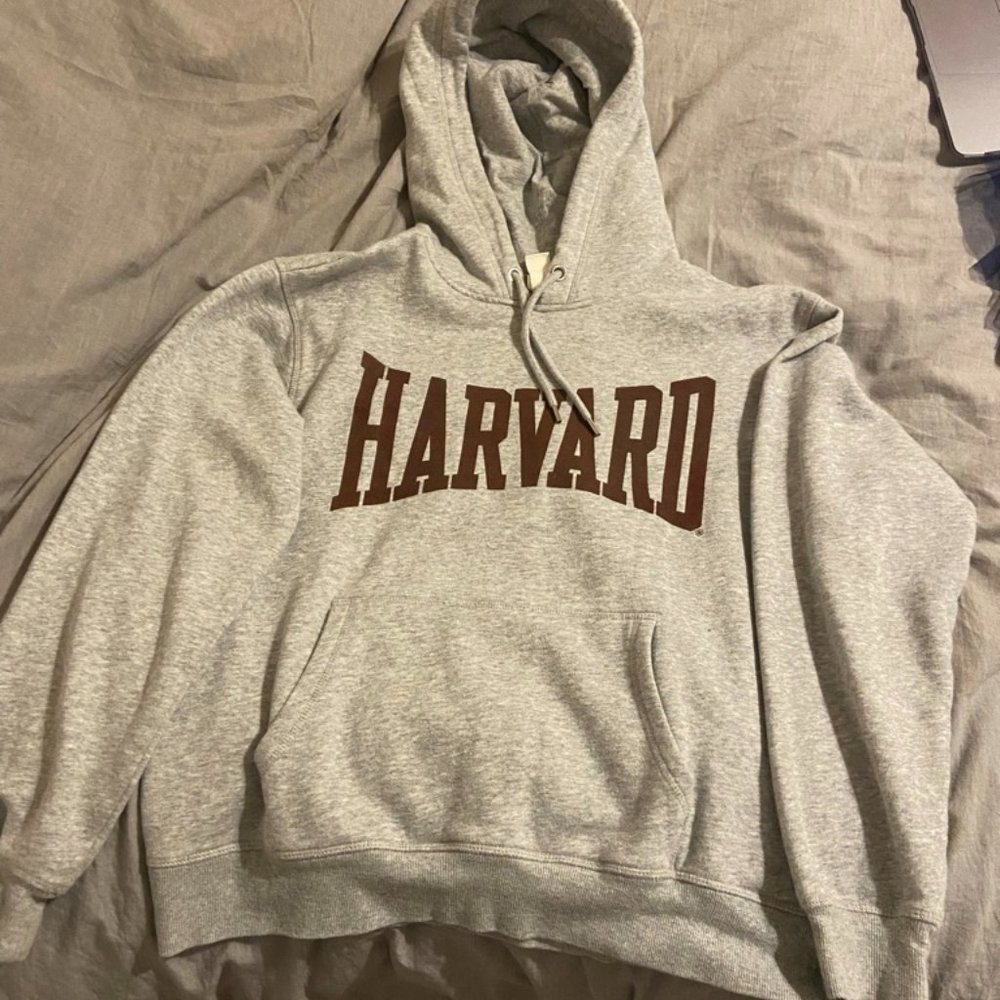 Grey uni-sex H&M Harvard hooded sweatshirt